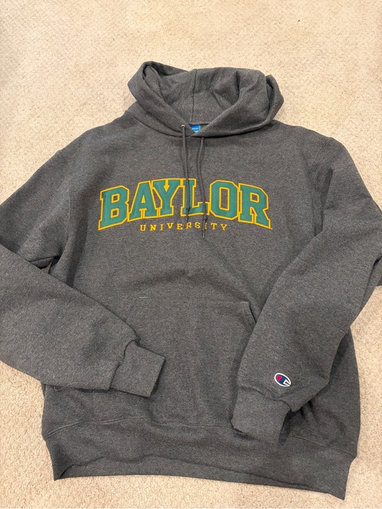 Champion Other - Champion Dark Gray Baylor University Pullover Hoodie with Green & Gold Applique